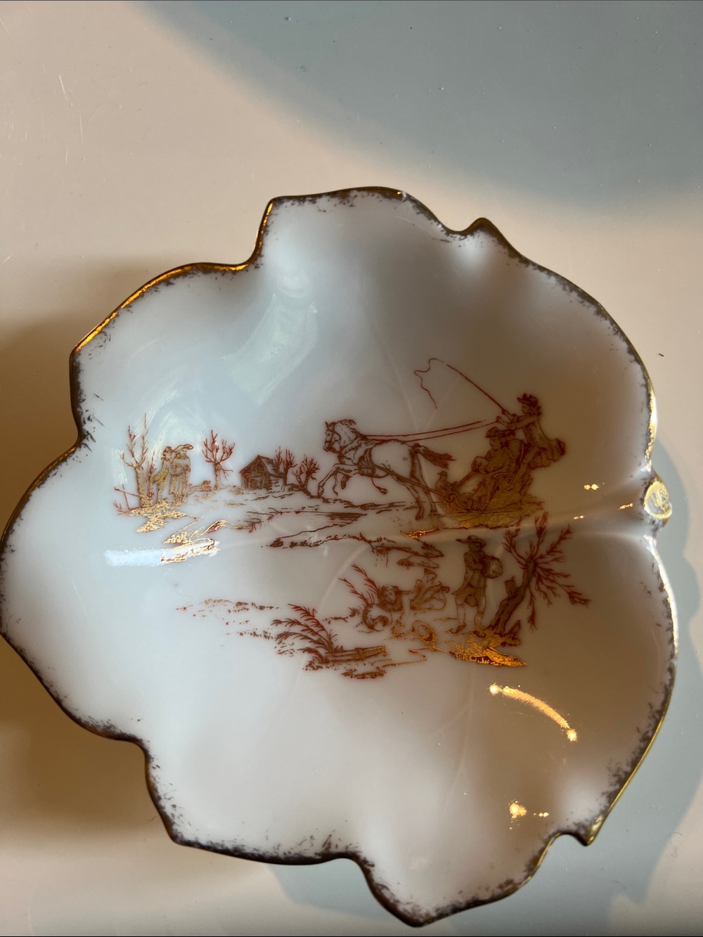 Limoges GDA decorative dish with gold period scene